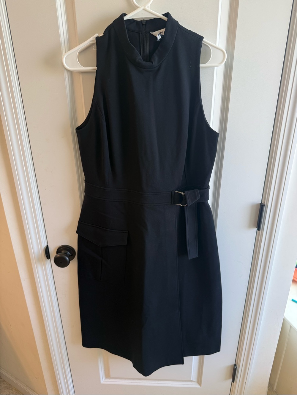 Spanx Black Ponte Sleeveless Belted Dress Size Large